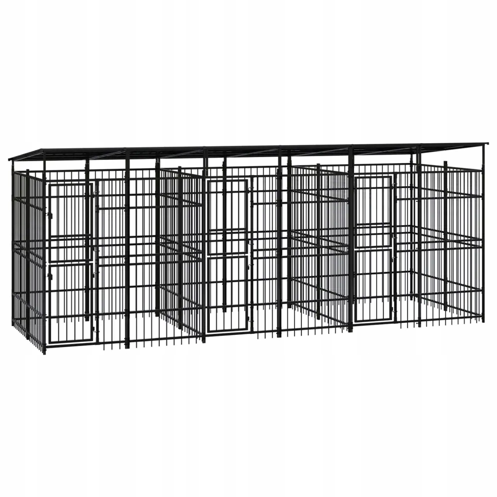 Kotec pro psy se zastřešením, ocelová, 11,06 m²