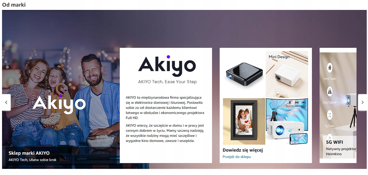 Projektor DLP Akiyo Z9 rzutnik super prezent Szerokość produktu 11.3 cm