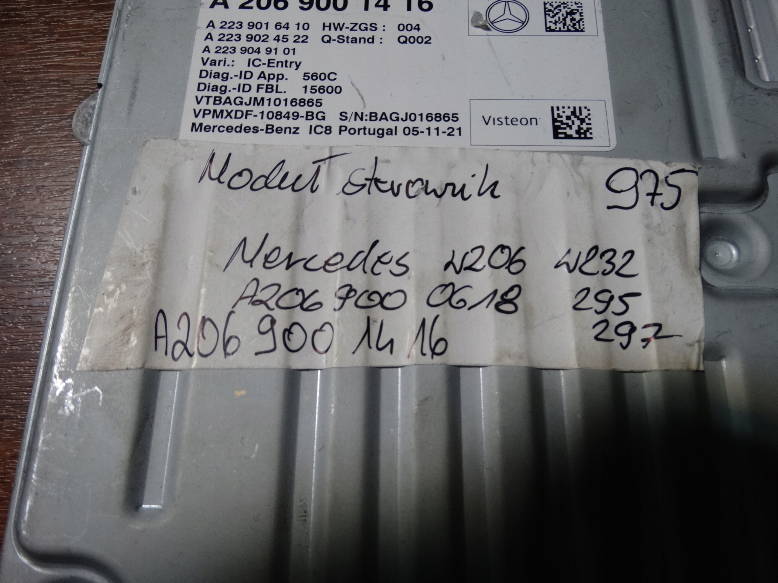 IDEALNY module control unit MERCEDES W206 W232 W295 1 9