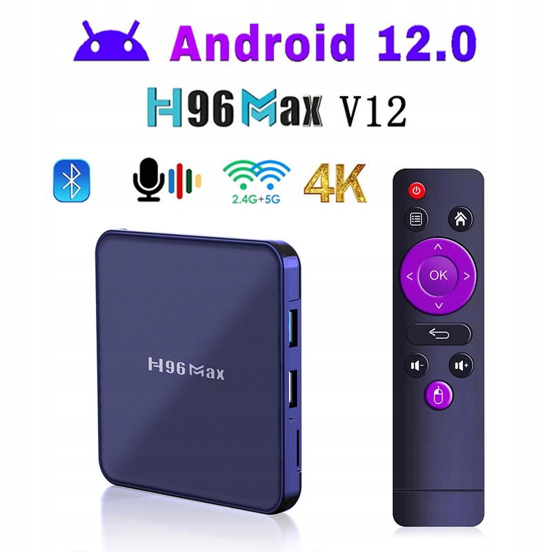 Hot sales Android 12 H96maxv12 Smart TV Box RK3318 Quad-Core Stan opakowania oryginalne