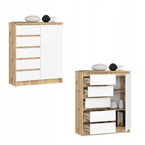 Komoda skříňka K80 1D 5SZ artisan/bílá Akd