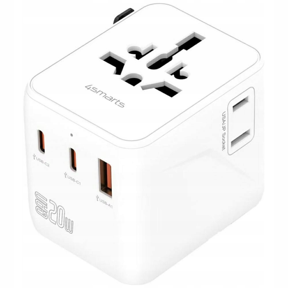 Cestovní adaptér 4smarts Nomad GaN 20W 2C+1A bílý