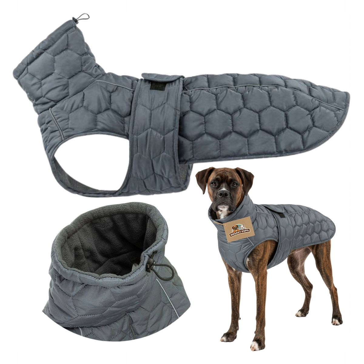 Levně Obleček pro velkého psa prošívaný teplý reflexní nepromokavý XL 60 cm