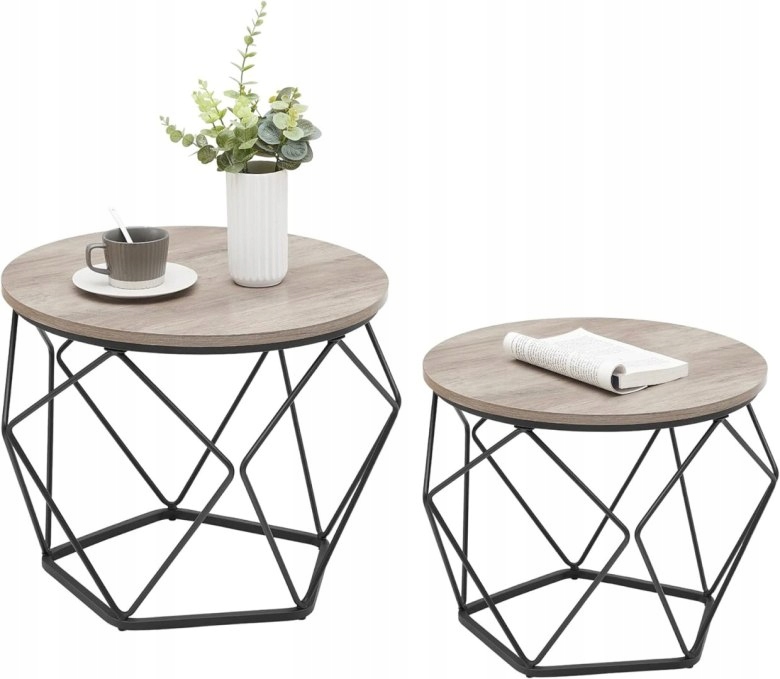 Kávový stolek Songmics Vasagle kulatý 40 x 40 x 50 cm odstíny šedé