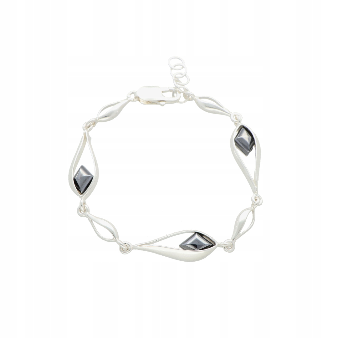 Náramek slza s hematitem stříbro