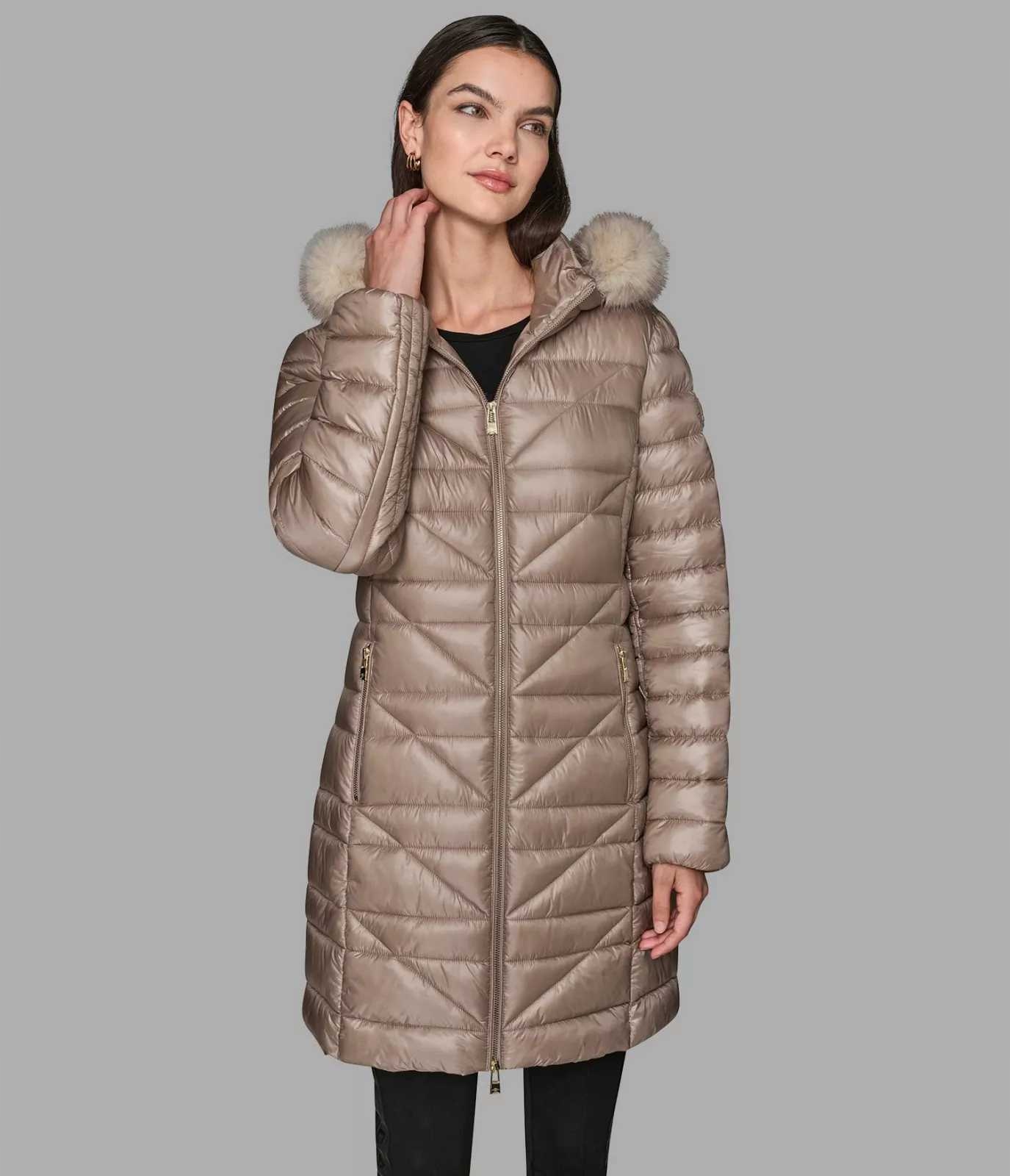 Karl Lagerfeld Paris kurtka damska Mid-length brązowa M