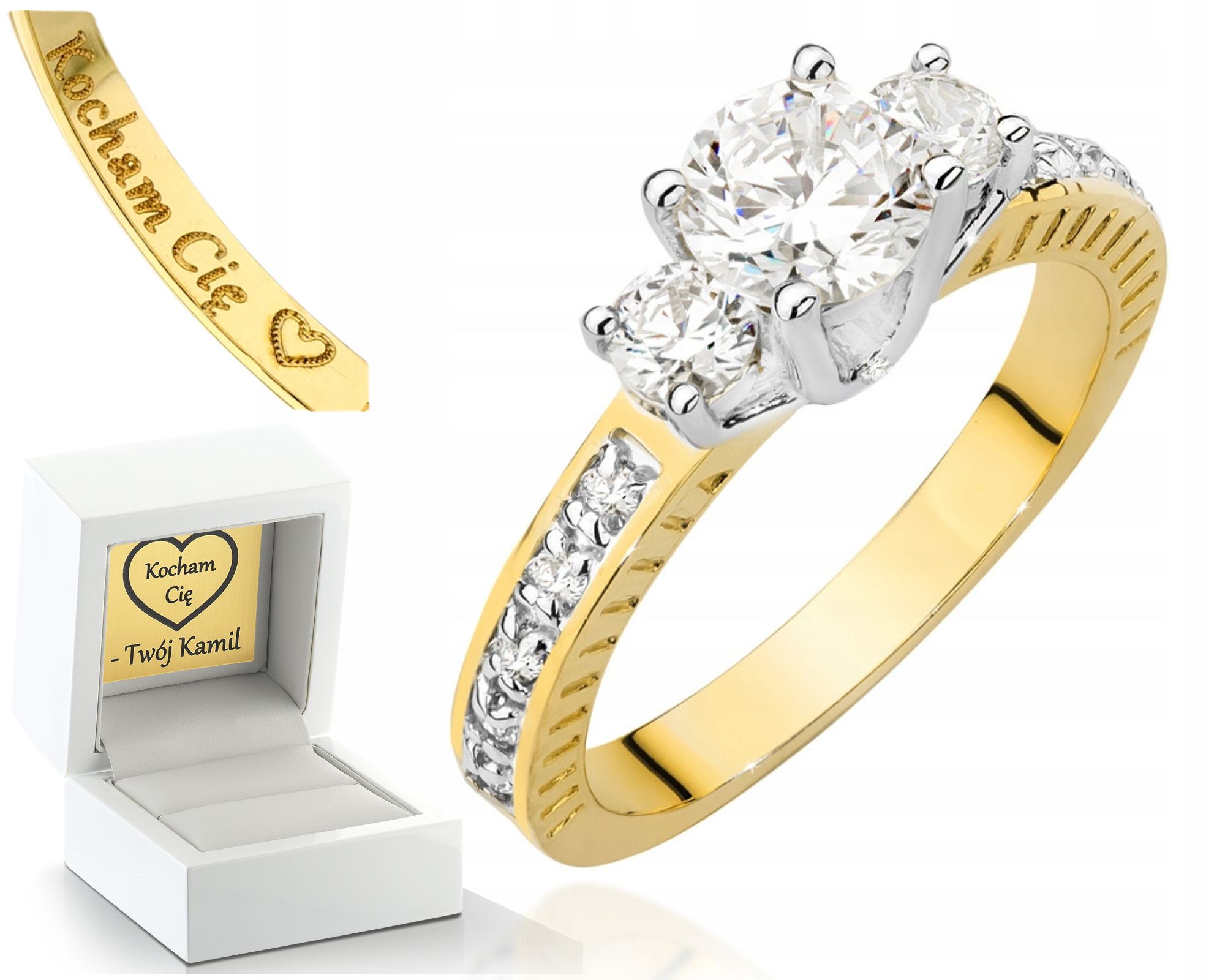Prstýnek Prsten S Diamanty, Brilianty, Zlato 585 Gravírování Zlato Ryzost Dárek