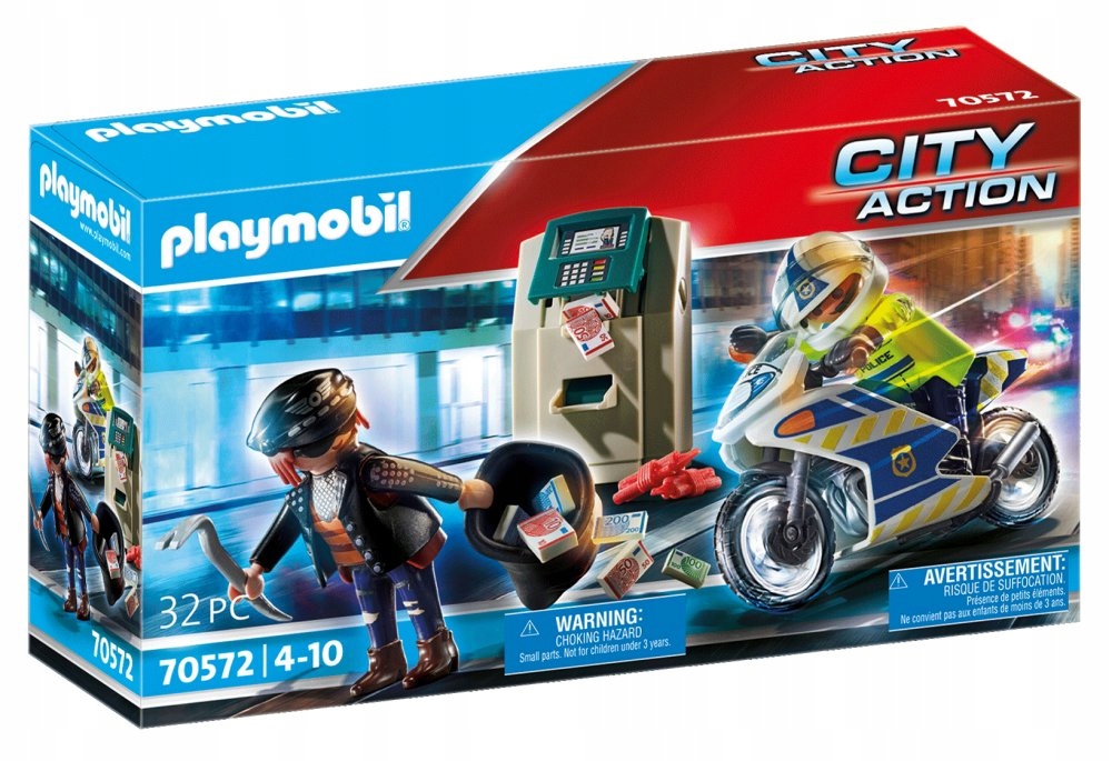 

Playmobil Policyjny motor Figurki + Bankomat 70572
