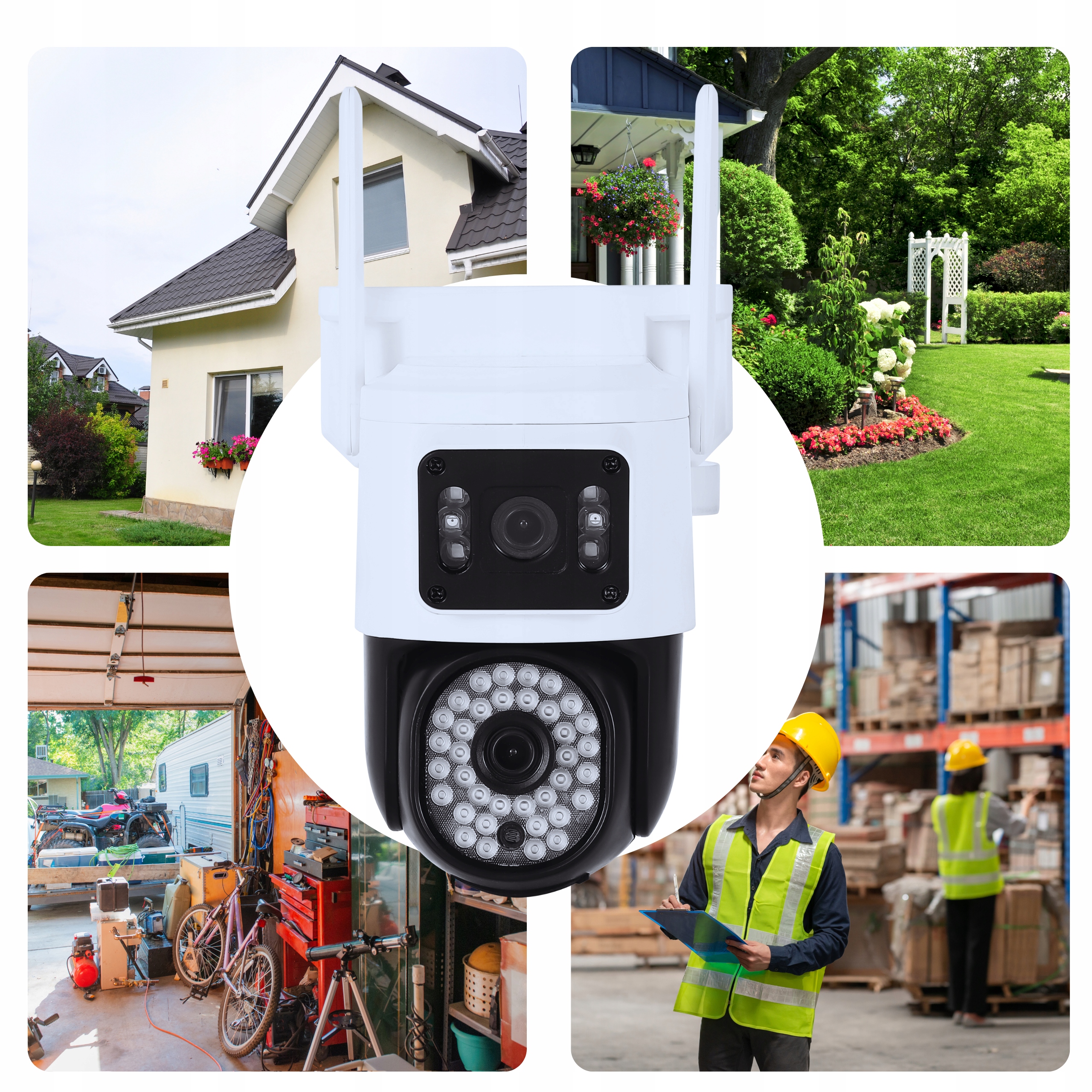 PODWÓJNA KAMERA WIFI IP 8MPX UHD ULTRAHD OBROTOWA ZEWNĘTRZNA APLIKACJA LED Model ZEWNĘTRZNA WEWNĘTRZNA MONITORING DOMU CZUJNIK PIR