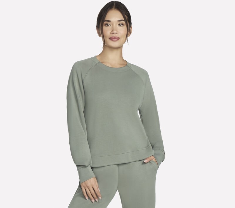 Dámská Mikina Skechers Skechluxe Elevate Crewneck Olivová LT152 Tpol