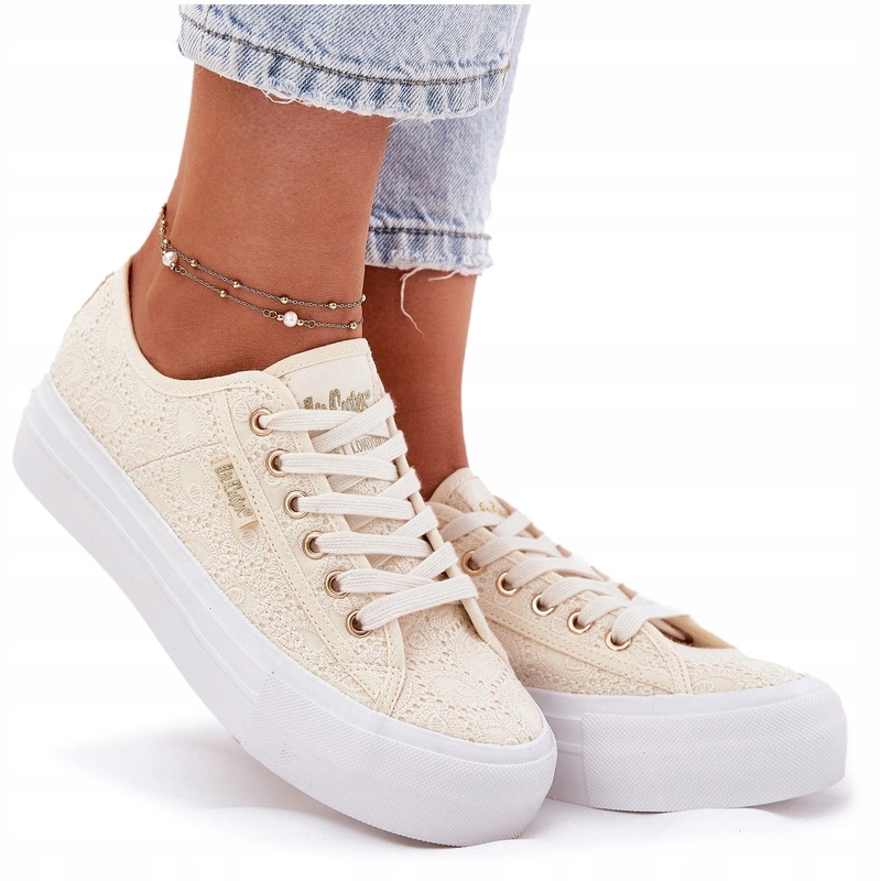 Dámské Tenisky S Krajkou Platforma Lee Cooper LCW-25-31-3440L Béžové 37