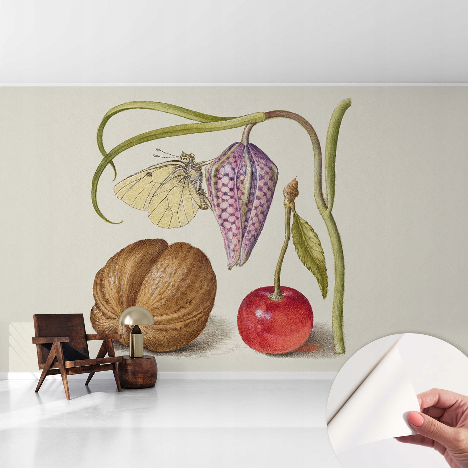 Tapeta Samolepicí Módní s 3D nástěnným lepidlem Motýl rostliny 416 x 254 cm