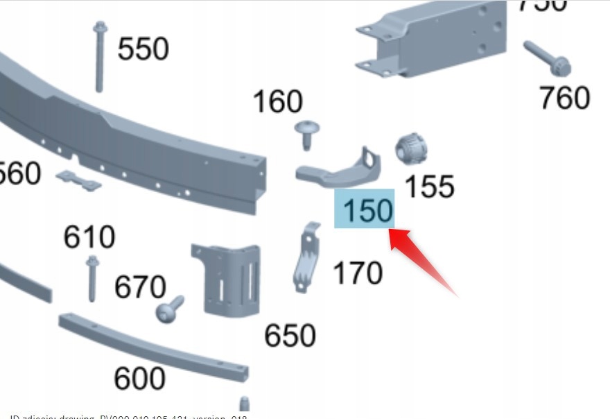 Držák Spojovacího Prvku Předního Nosníku Mercedes C Třída W206 Levý A2066203502
