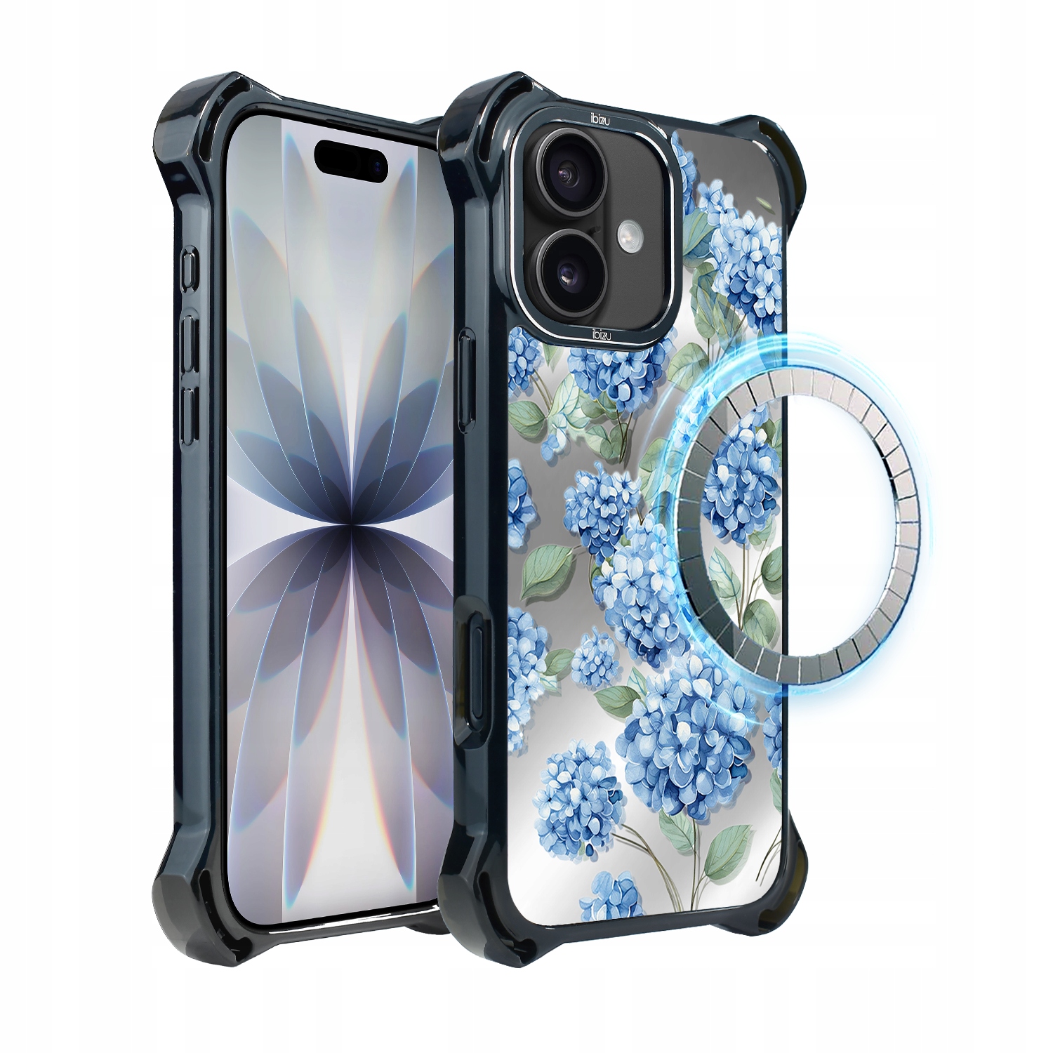 Pouzdro pro iPhone 17 Ibizu DropGuard Ultra s MagSafe, safírová hortenzie