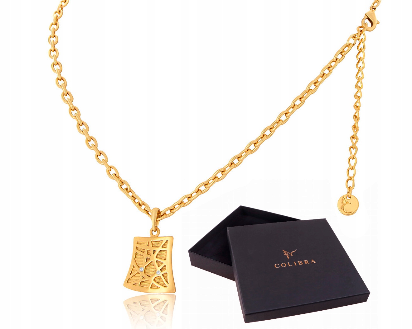 Zlatý náhrdelník s krystaly Preciosa Řetěz s přívěskem Vintage Colibra