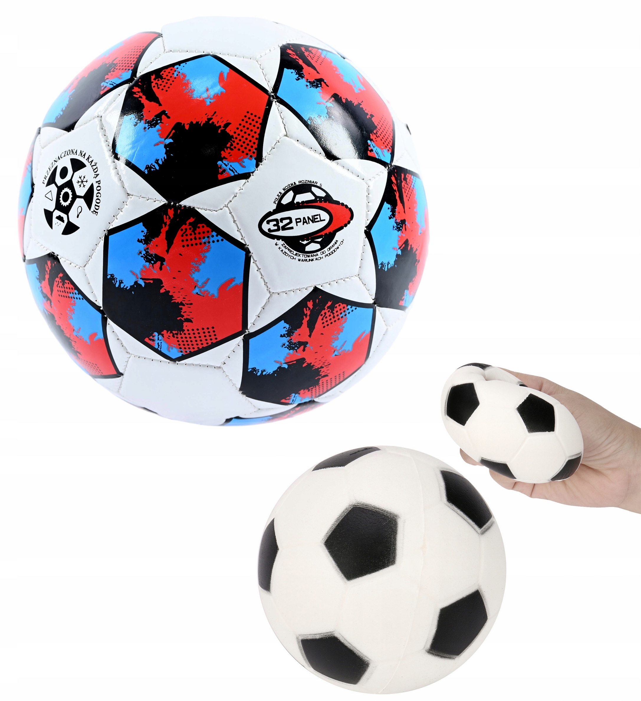 SZKOLNA PIŁKA NOŻNA DLA DZIECI + MIĘKKA PIŁKA GNIOTEK ZESTAW PIŁEK 2SZT