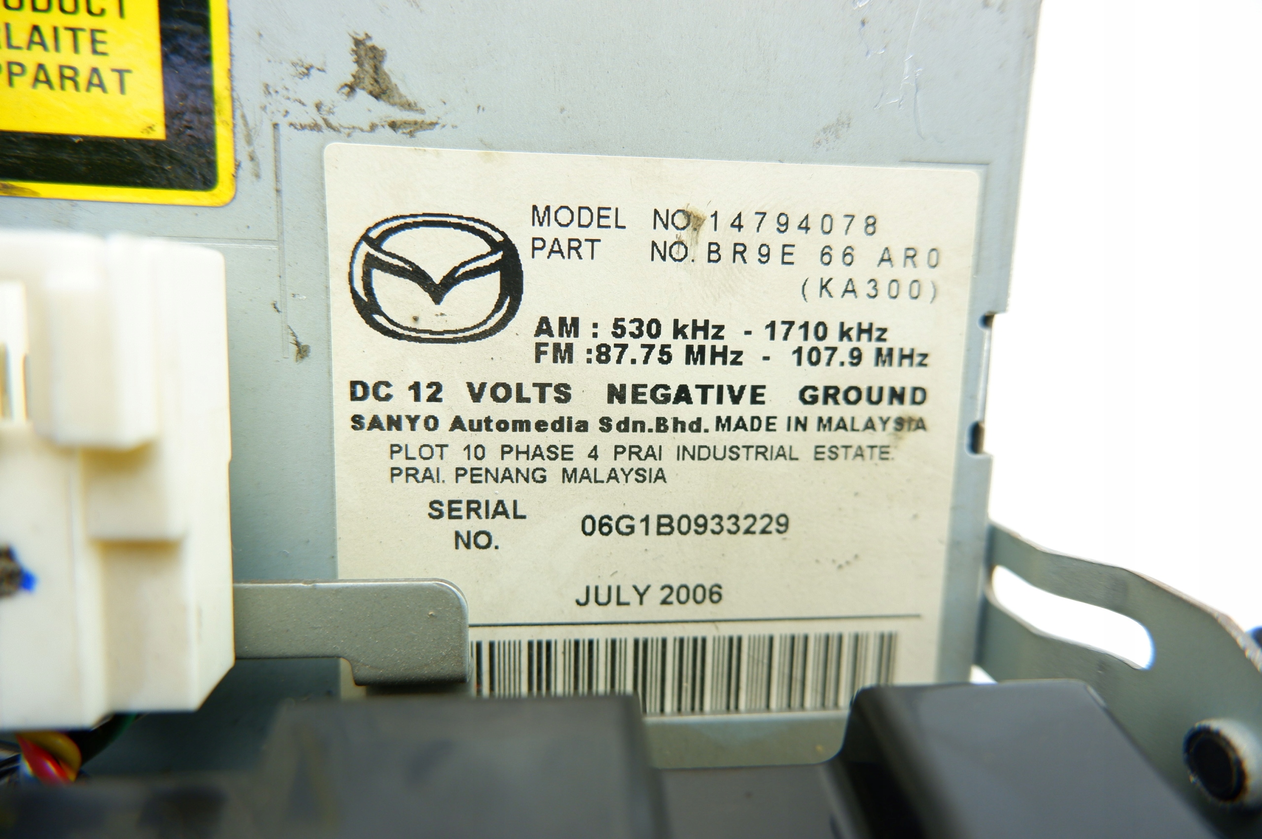 РАДИО CD ДИСПЛЕЙ MAZDA 3 AND 1 BK 14794078