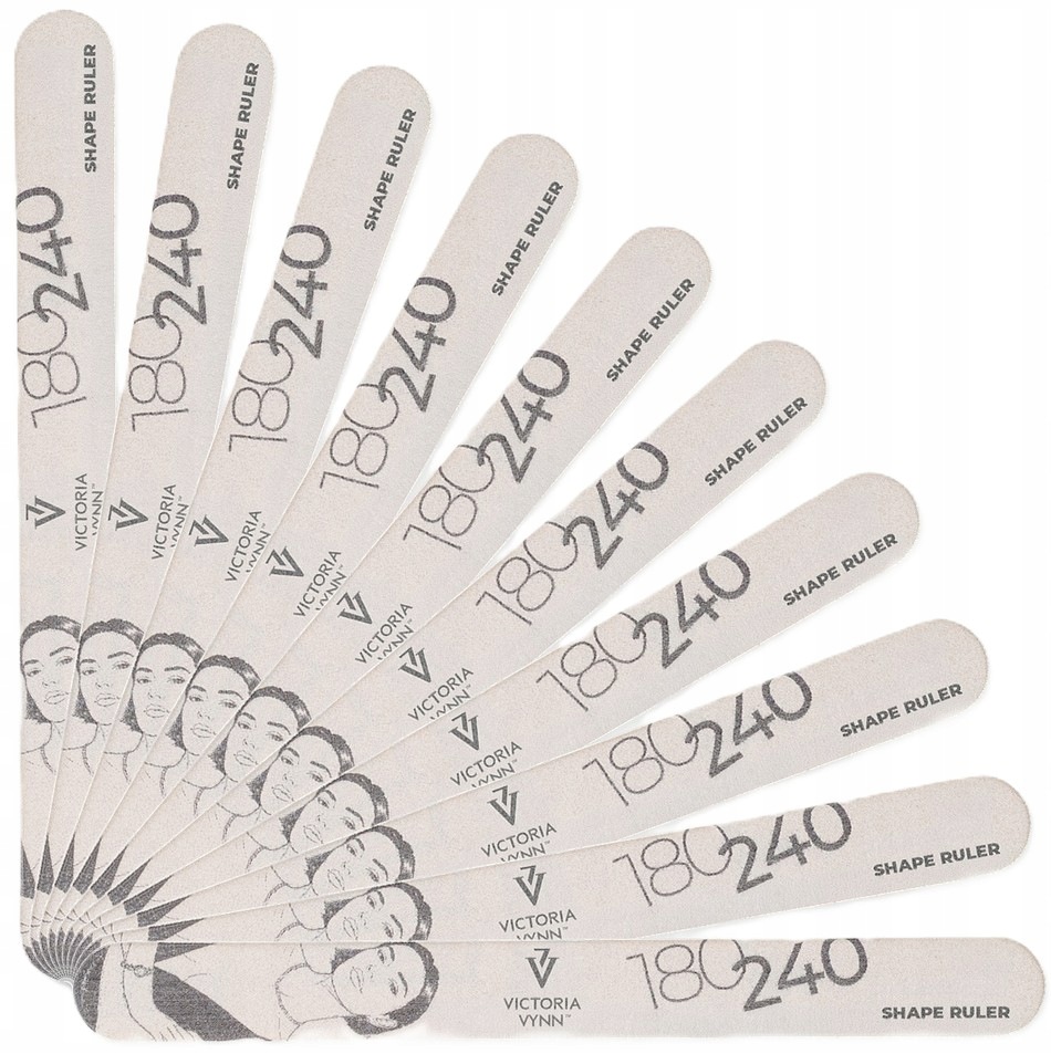 5 x Pilník Nail File Shape Ruller Jednoduchý Slim 10 kusů Victoria Vynn 180/240