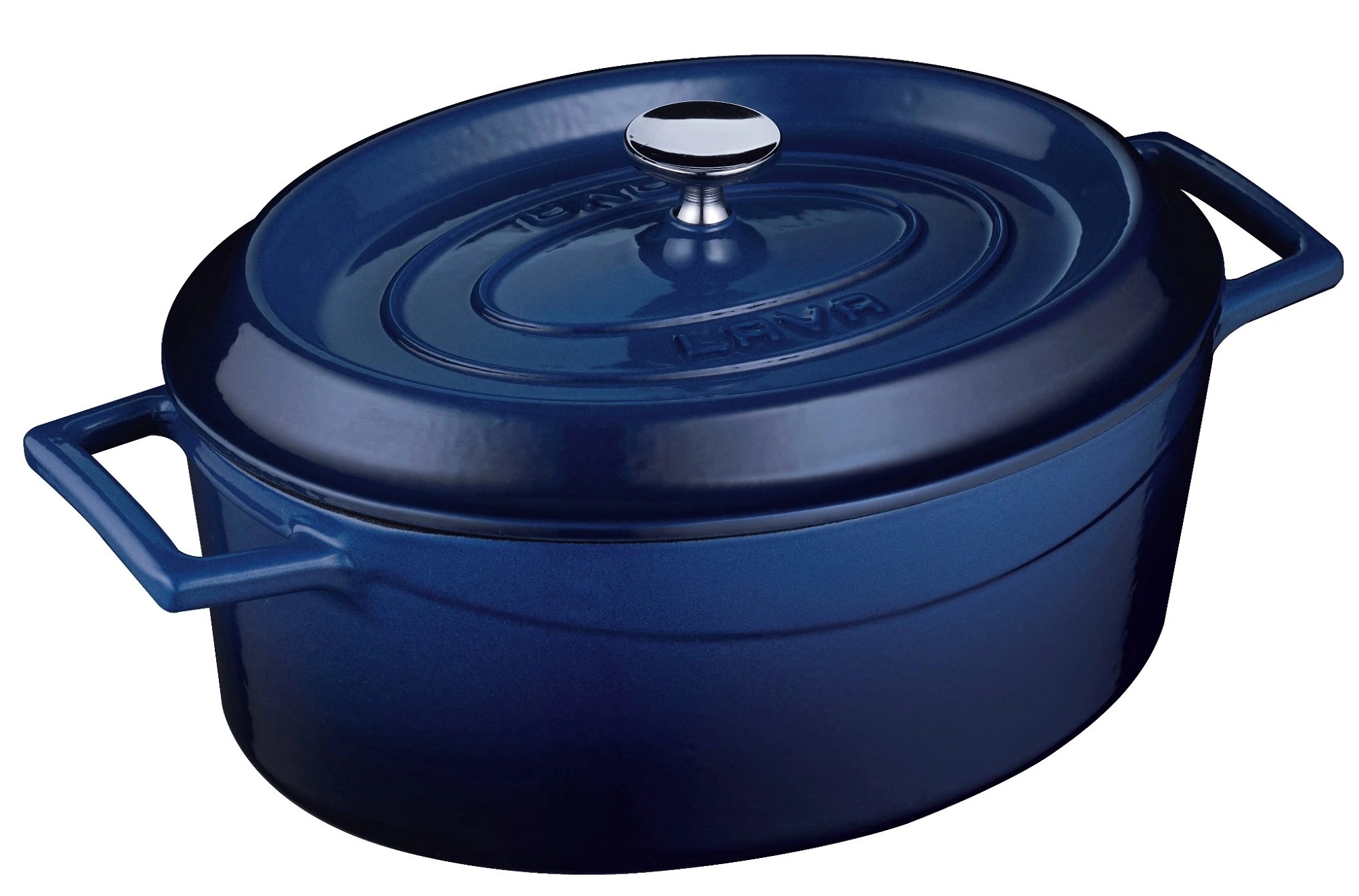 Liatinový hrniec oválny 29cm modrý