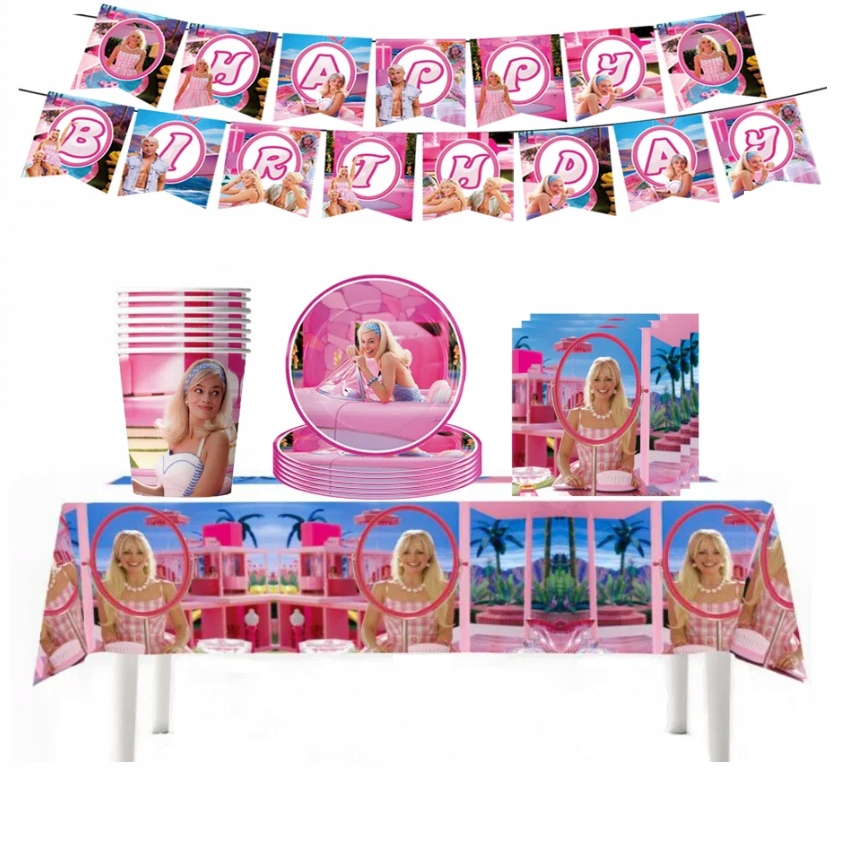 Narozeninová Sada Barbie Pro Dívku K Narozeninám Talíře Hrnky Příbory