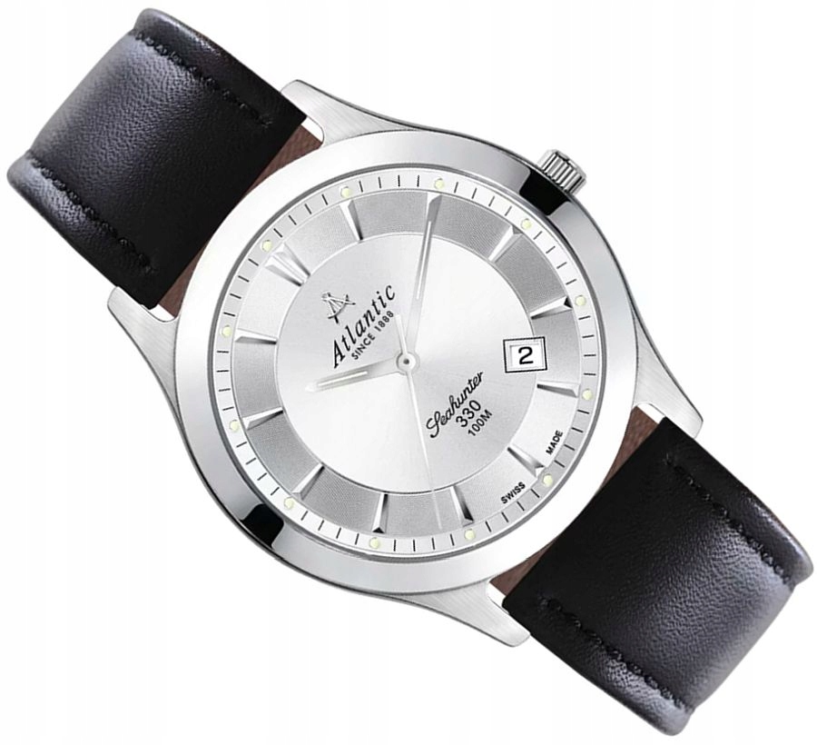 Elegantní Pánské Hodinky Atlantic 71360.41.21 Safírová Data Na Pásku Box 41 mm