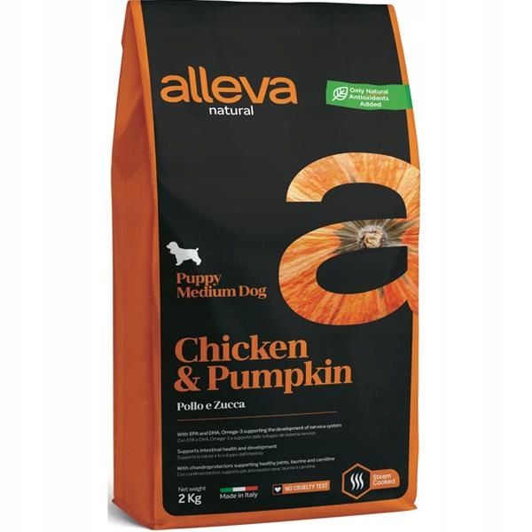 Levně Alleva Natural Dog Dry Puppy Chicken&Pumpkin Medium 2kg