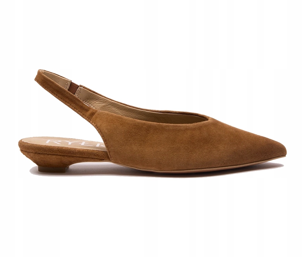 Dámské Lodičky Hnědé Slingback S Špicí Na Nízkém Podpatku Ryłko 37