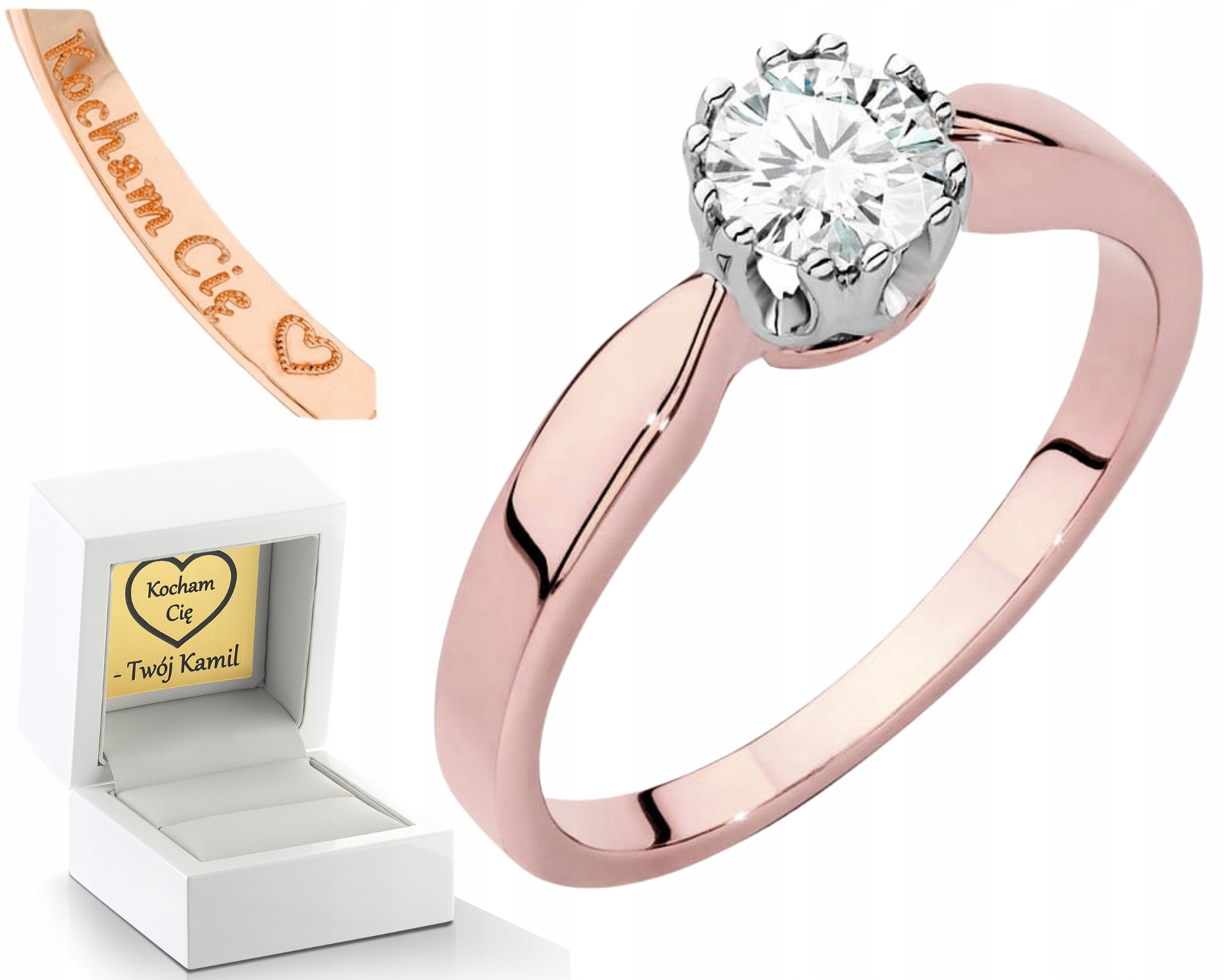 Růžové Zlato Prstýnek Diamant Lab Jako Dárek Drť 585 14K
