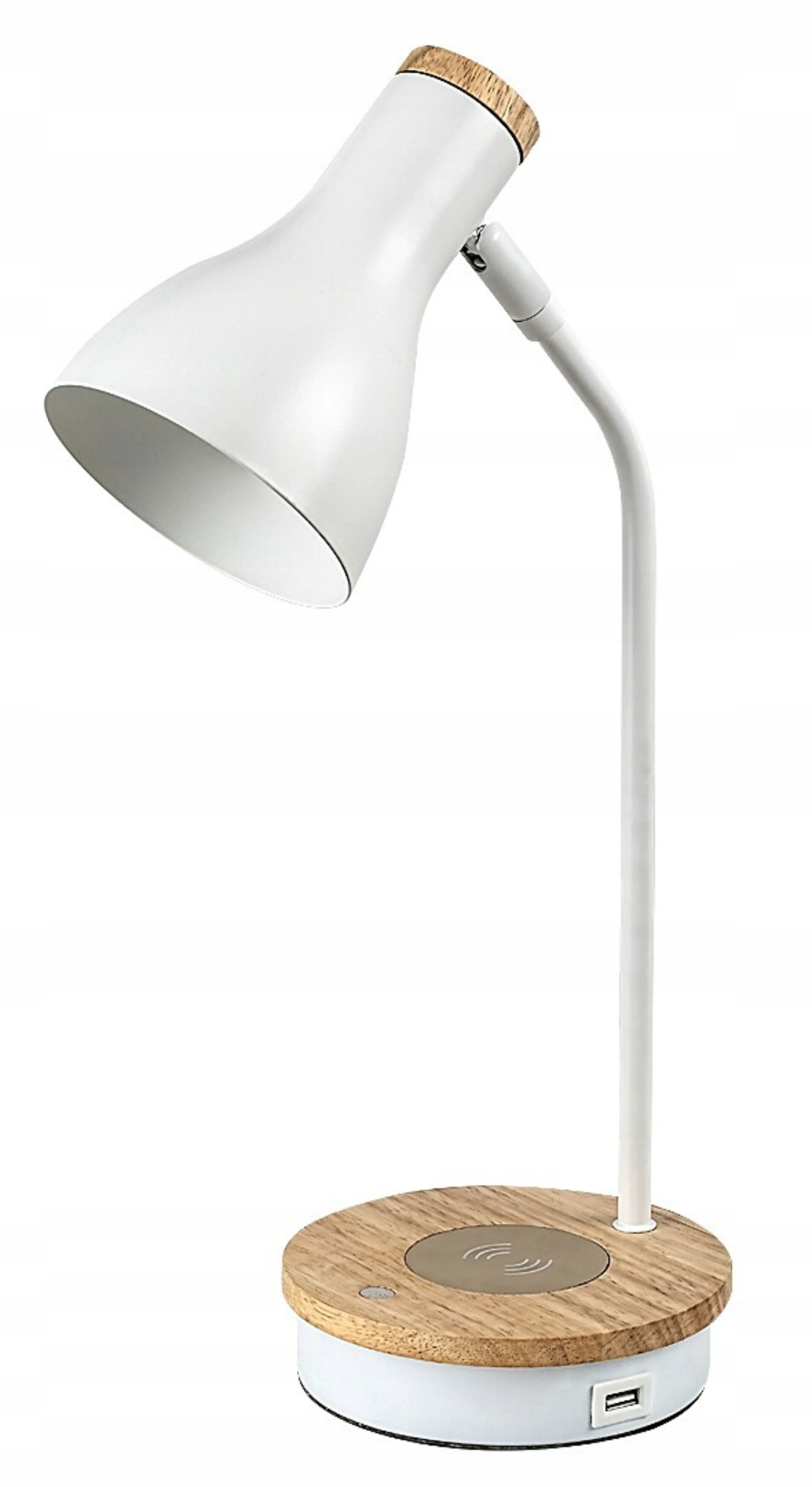 Rabalux Mosley stolná lampa E14 matná biela, stmievateľná, Usb, Qi nabíjanie