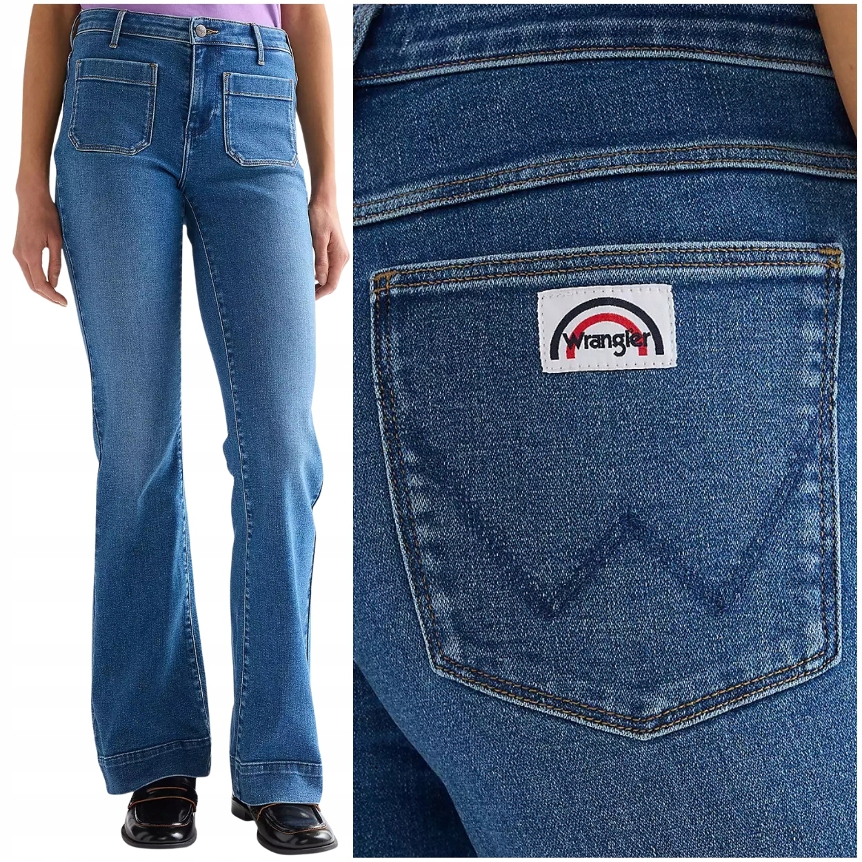 Wrangler Flare high Raven vysoké dámské džínové kalhoty se zvony W27 L34