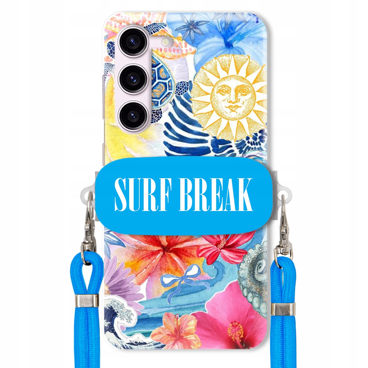 Pouzdro pro Samsung S23 Fe Crossbody vodítko modré držák Surf Break Dovolená
