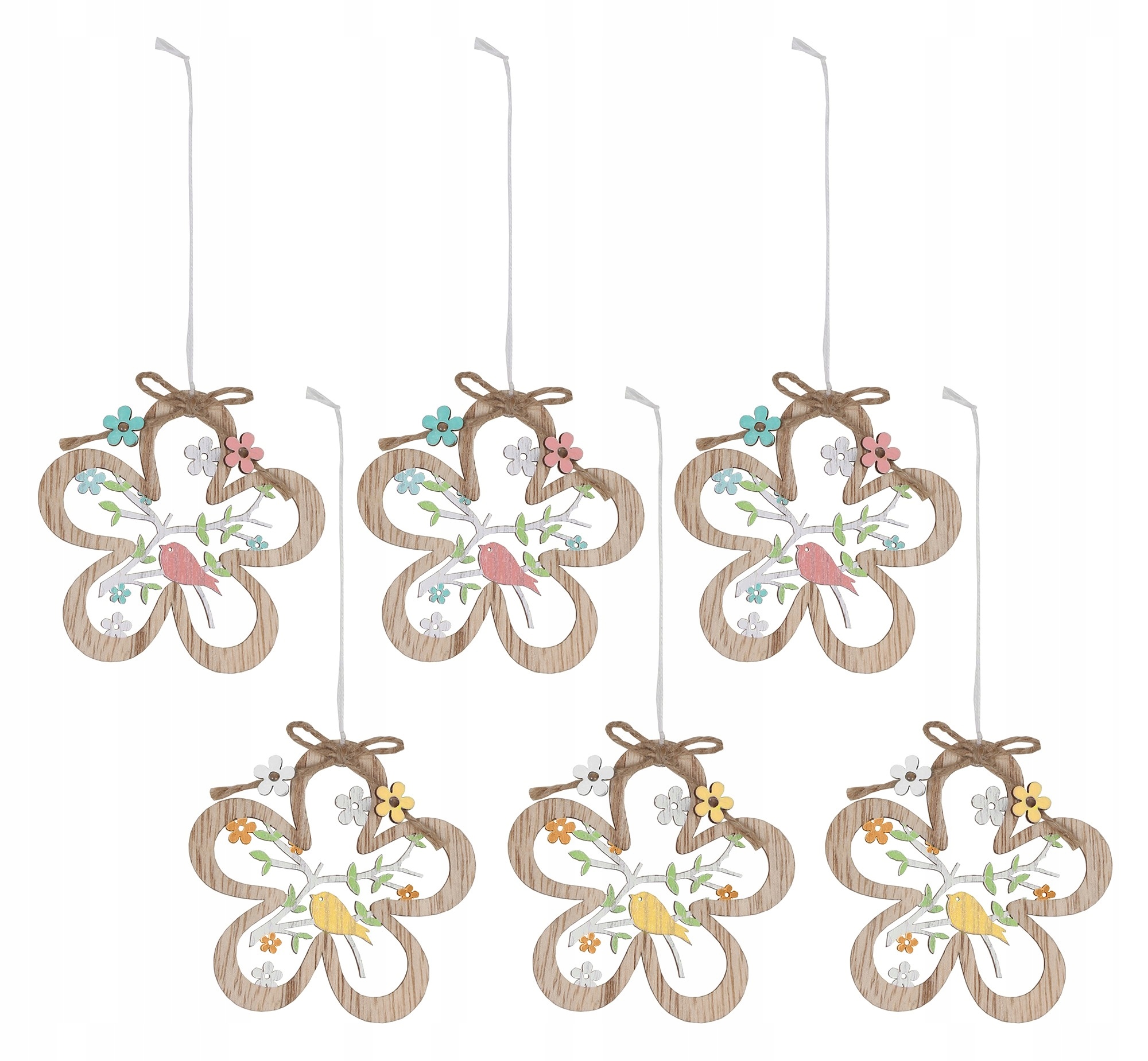 

Komplet 6x Zawieszka Kwiatek Z Ptaszkiem 8x8/18 cm