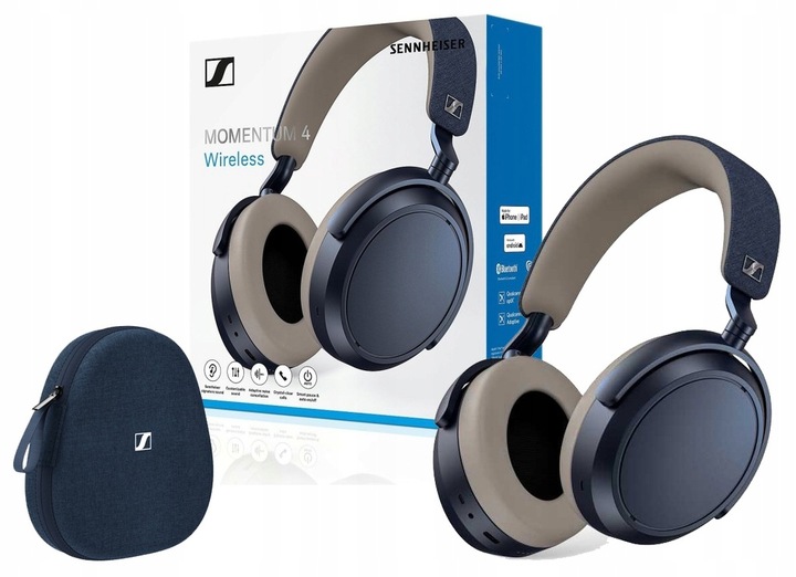Sluchátka Sennheiser Momentum 4 Wireless Denim, 60h výdrž, aptX, Hybridní Anc Pouzdro