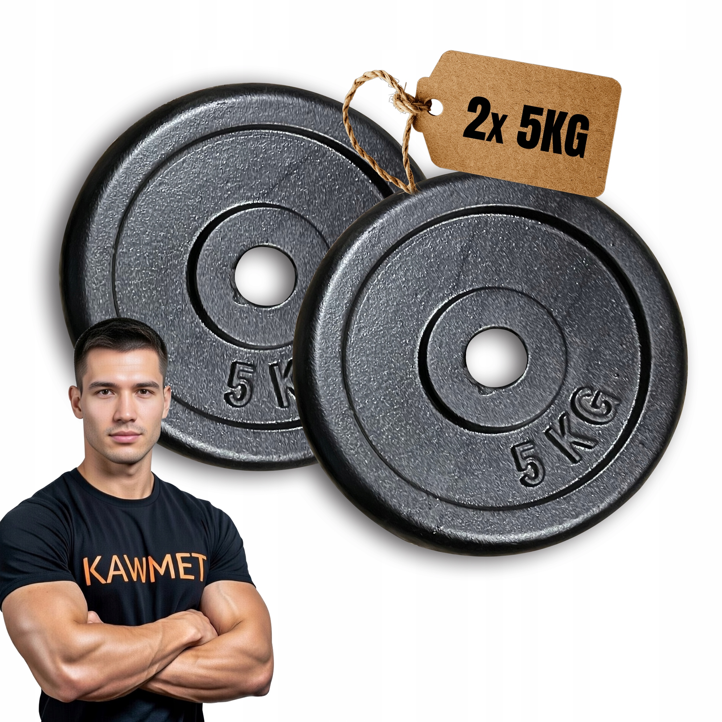 Komplet Obciążeń Pełnych 2x 5kg 31mm fit siłownia do ćwiczeń Kawmet