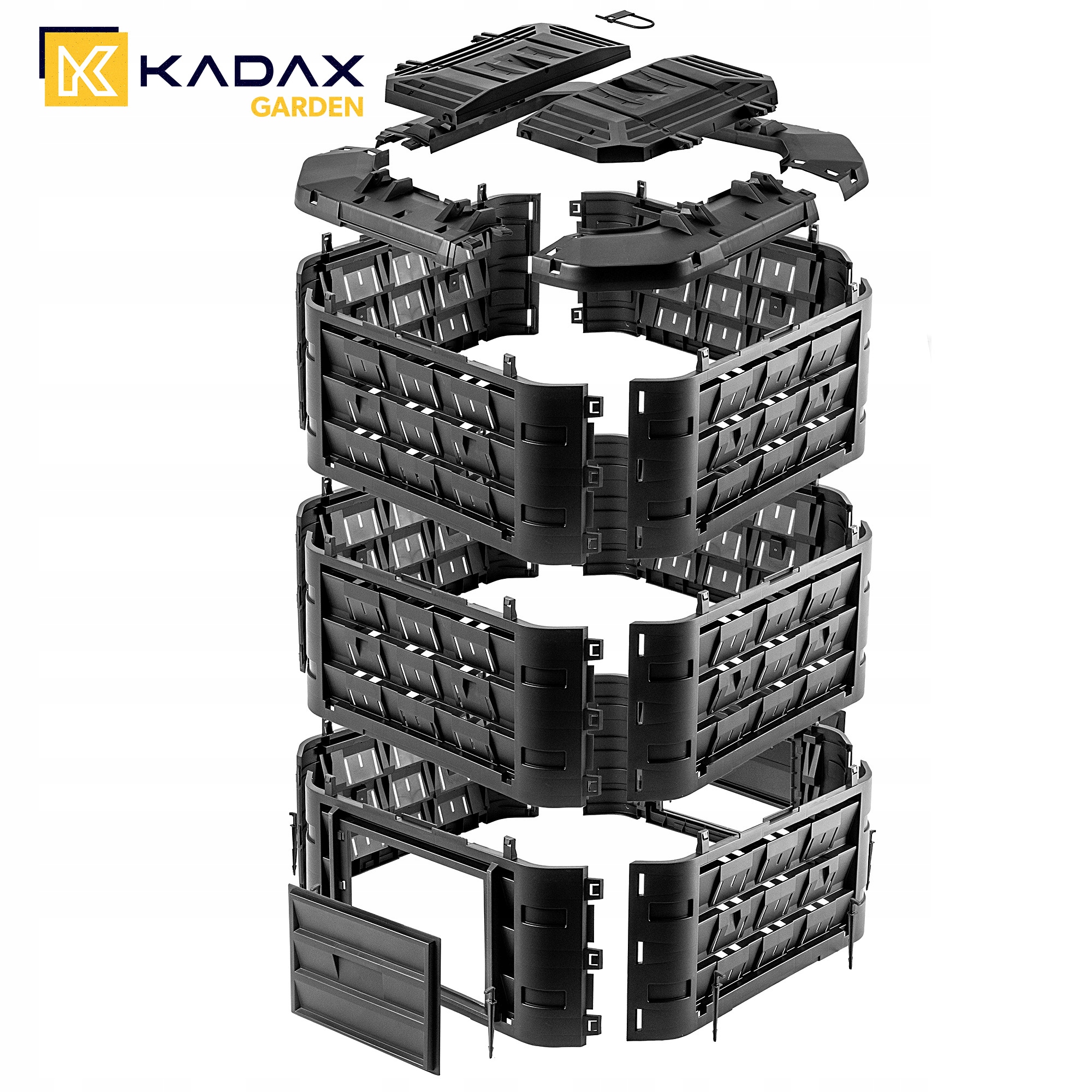 KOMPOSTOWNIK OGRODOWY DUŻY MODUŁOWY CAŁOROCZNY MROZOODPORNY NAWÓZ 950L Wysokość produktu 124 cm