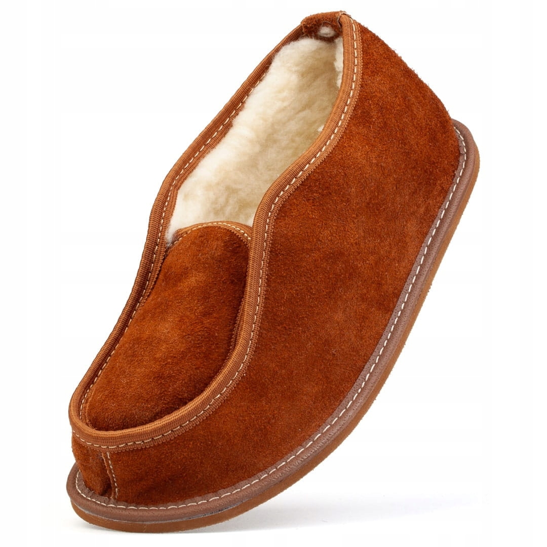 Horalské pantofle zateplené vlnou, kožené, teplé pantofle 1508 38