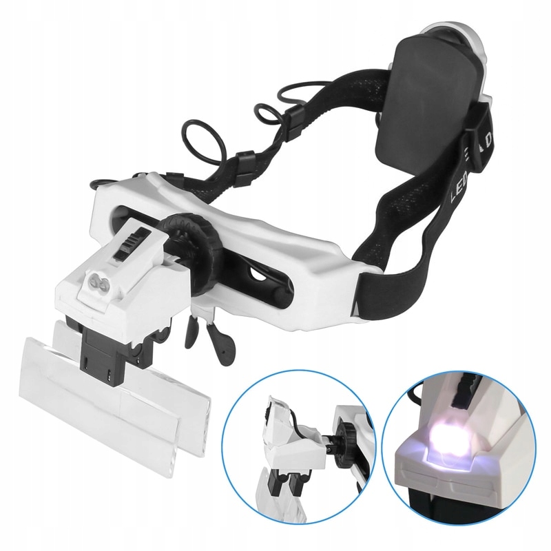 Okulary Szkła powiększające zegarmistrzowskie 2 LED 1x-20x max28x