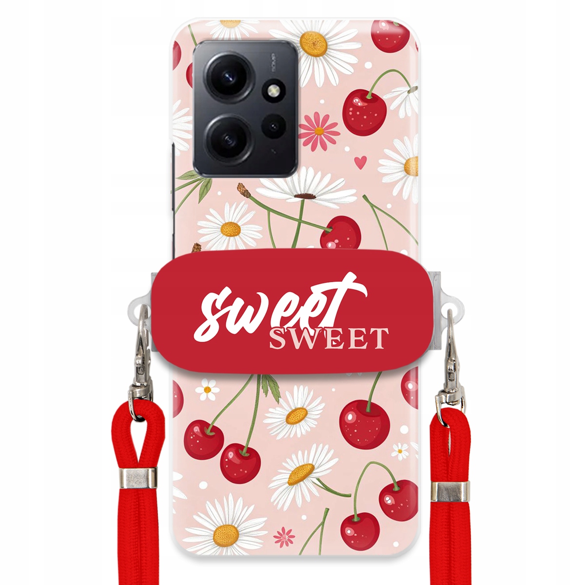 Puzdro pre Xiaomi Redmi Note 12 4G Červené vodítko držiak Sweet Kvet čerešne