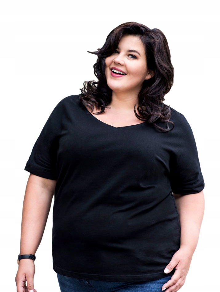 

Bluzka koszulka damska Plus Size czarna *44 *2XL