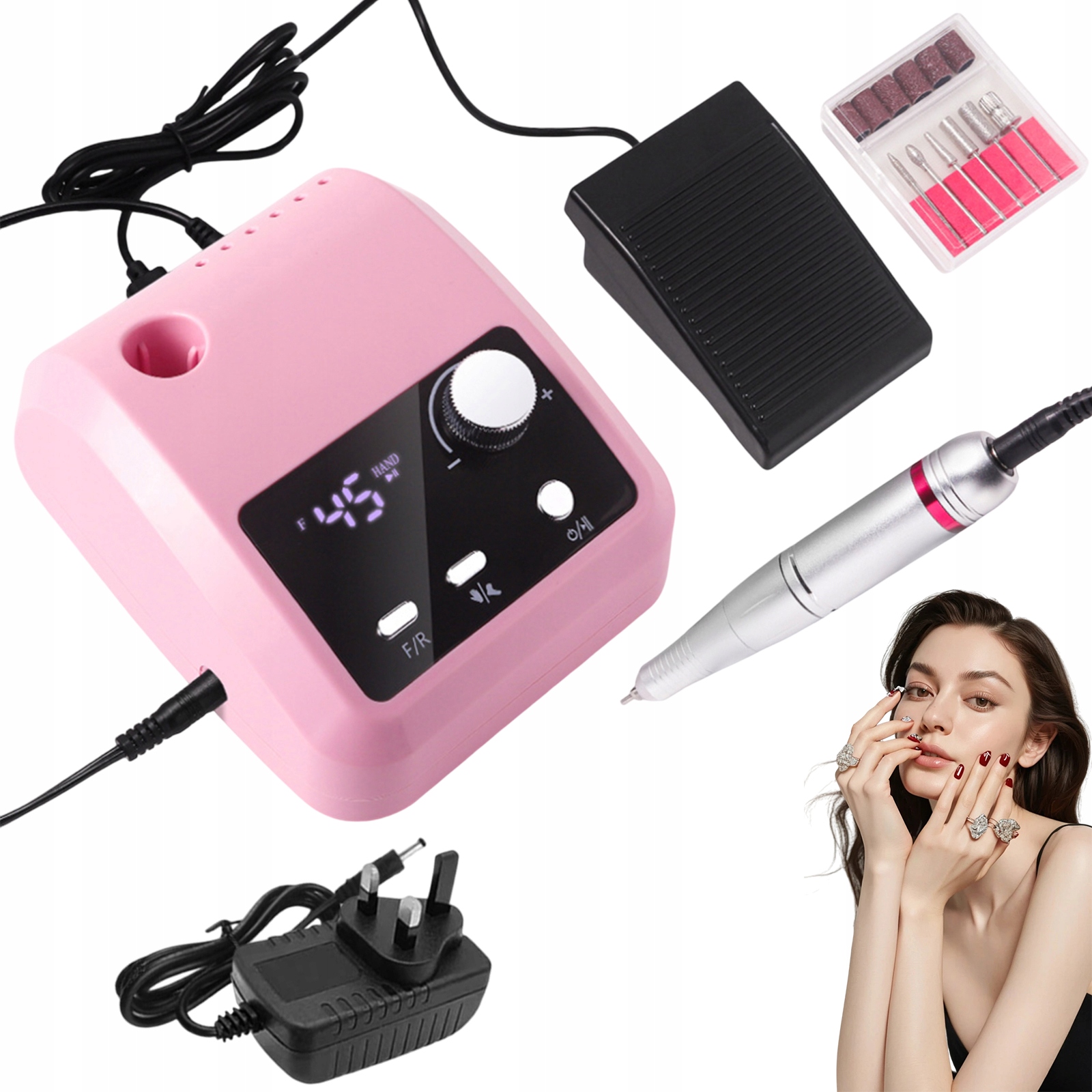 Elektrická Bruska Nehty 45 000 Rpm S Pedálem, Růžová