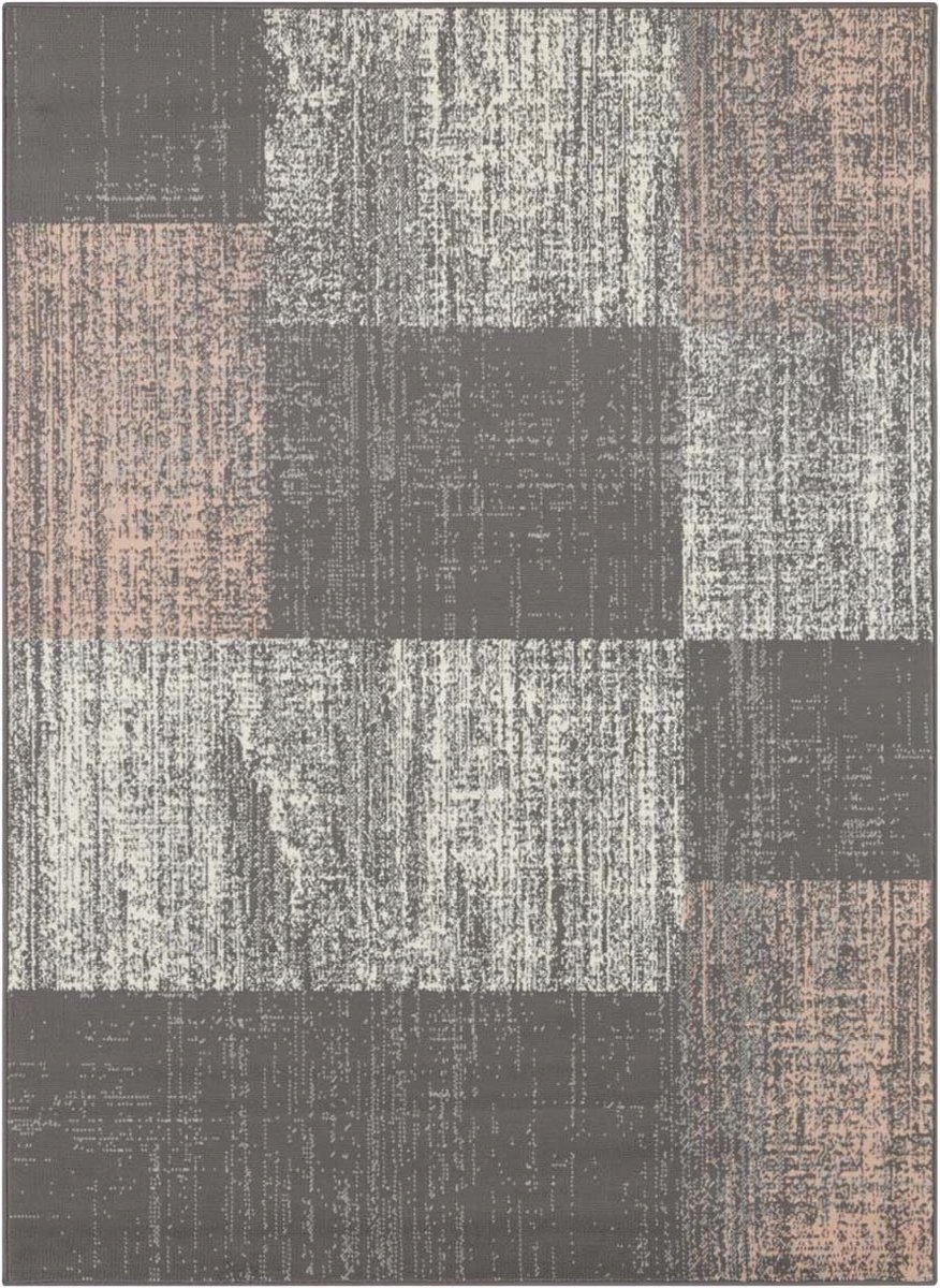 Moderní šedo-růžový koberec do obývacího pokoje s měkkým krátkým vlasem 180 x 260 cm