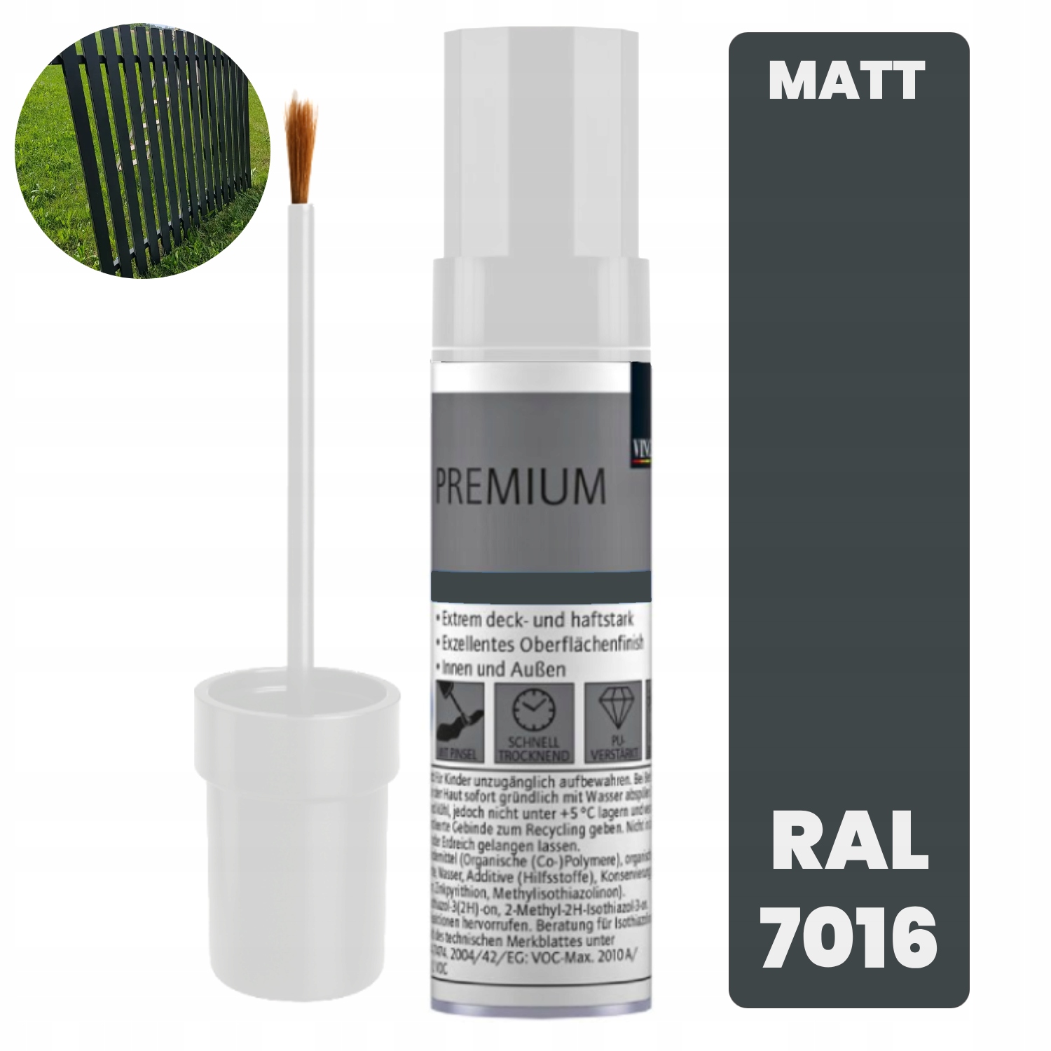 Szara zaprawka Odporna na Uv zewnętrzna na ogród Ral 7016 Mat 12ml