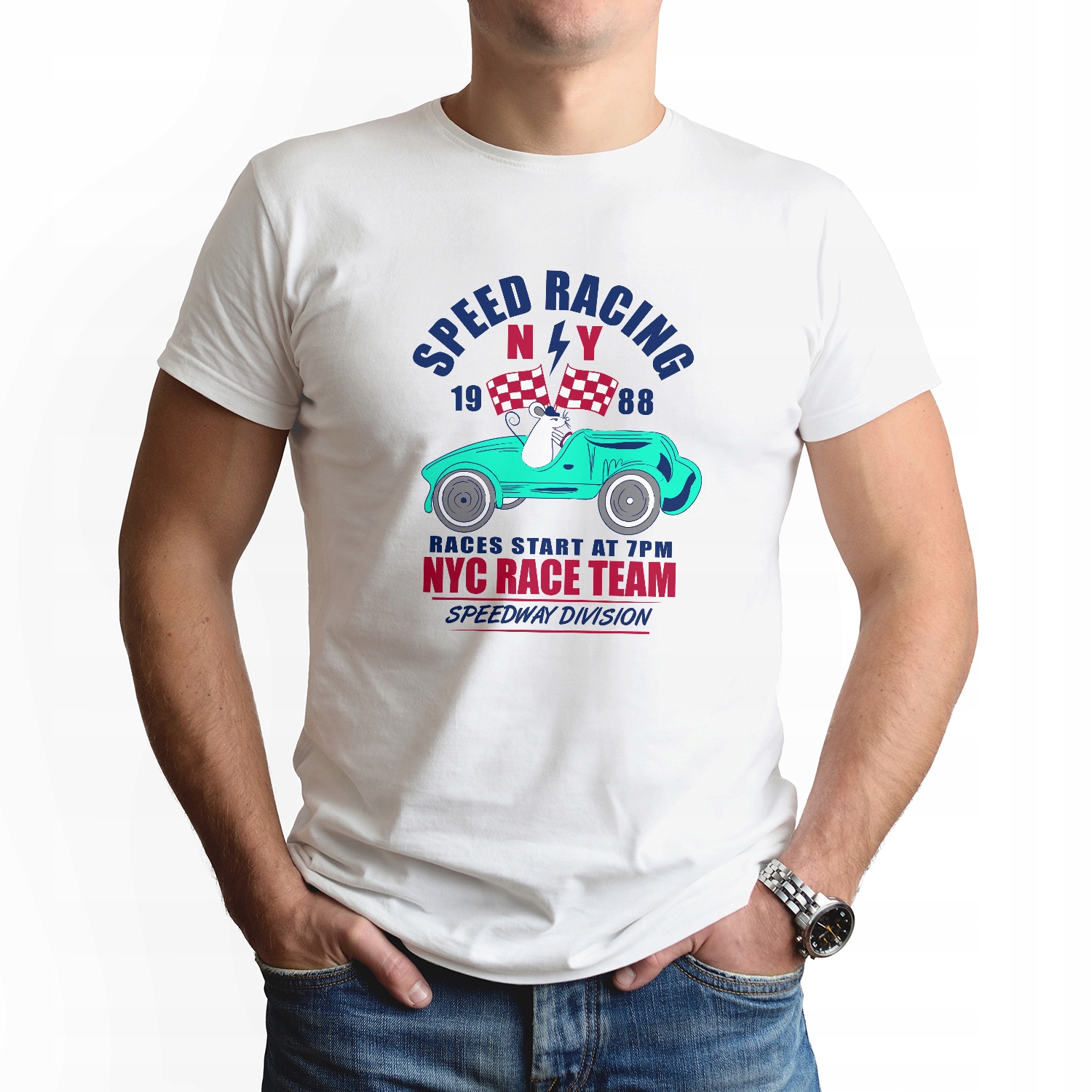 

Podkoszulek Męski Biały XXXL nadruk Speed Racing 1