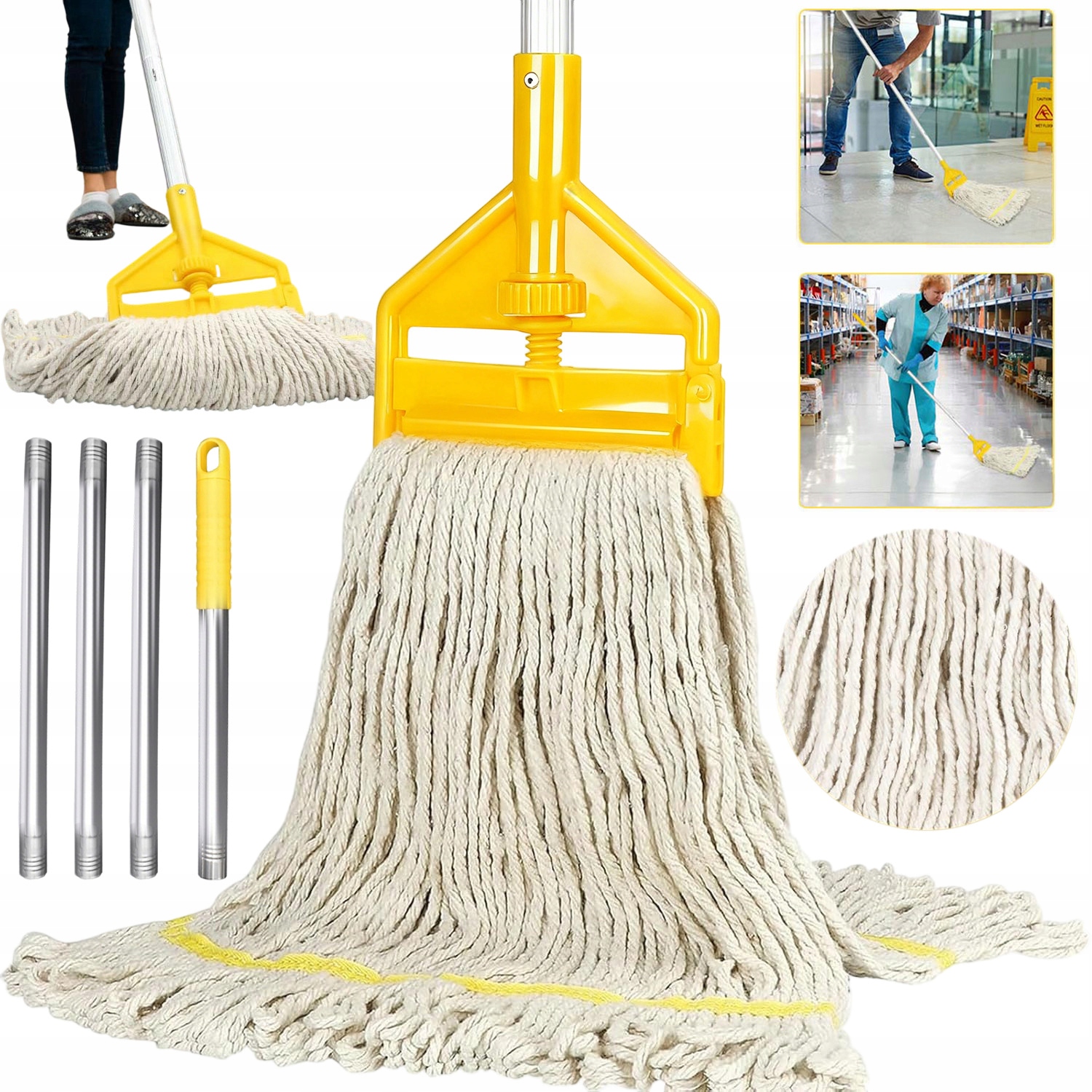 Levně Pásový Mop Na Prach 147 CM Dlouhý, Hliníkový Držák Do Kanceláře, Garáže