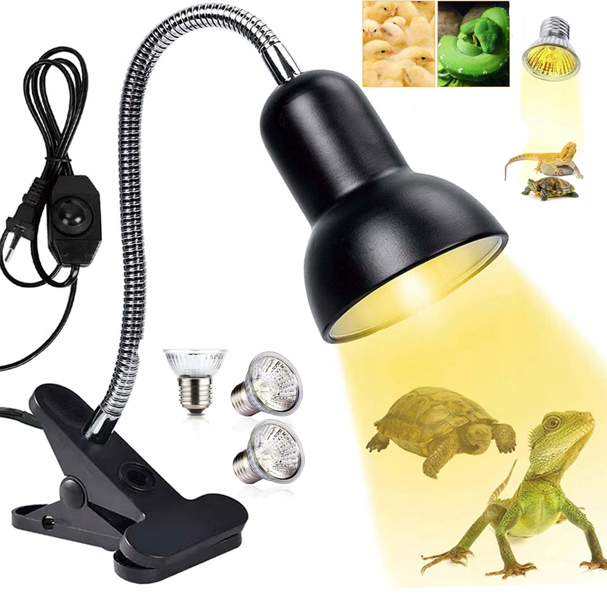 Levně Topná Lampa Pro Želvy, Terária, S 3 Žárovkami 25+50 W, Topná Lampa