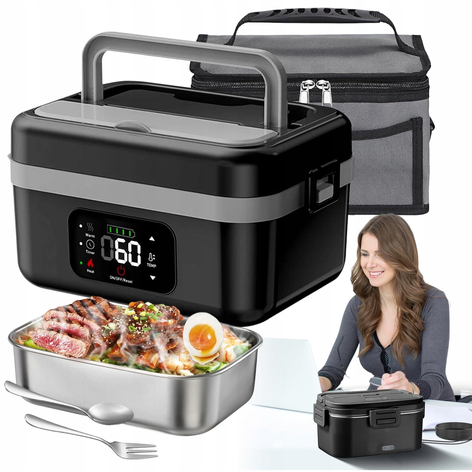 Elektrický Obědový Box Termoska Na Jídlo Nádoba Do Auta Do Kanceláře Školy