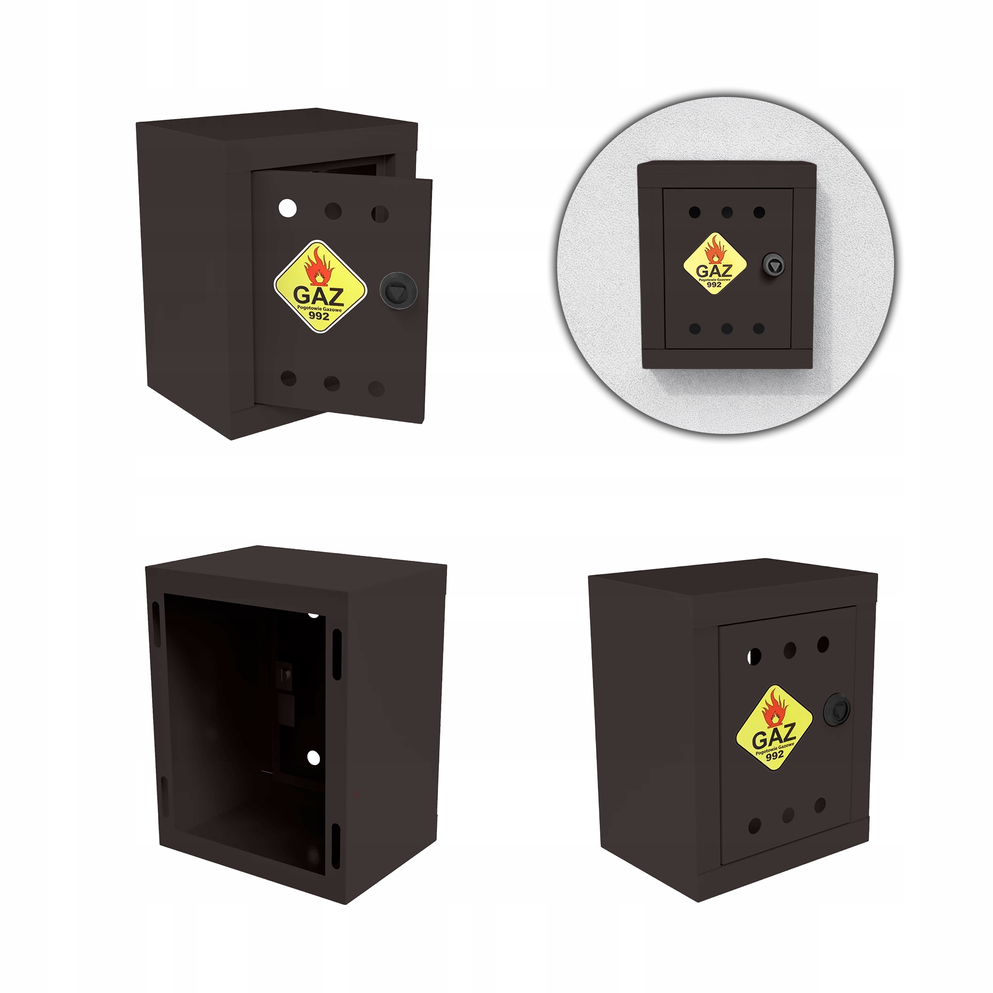 Plynová Skříňka 25x20x15 Hnědá Šedá Skříňka Na Plynový Ventil Ocelová