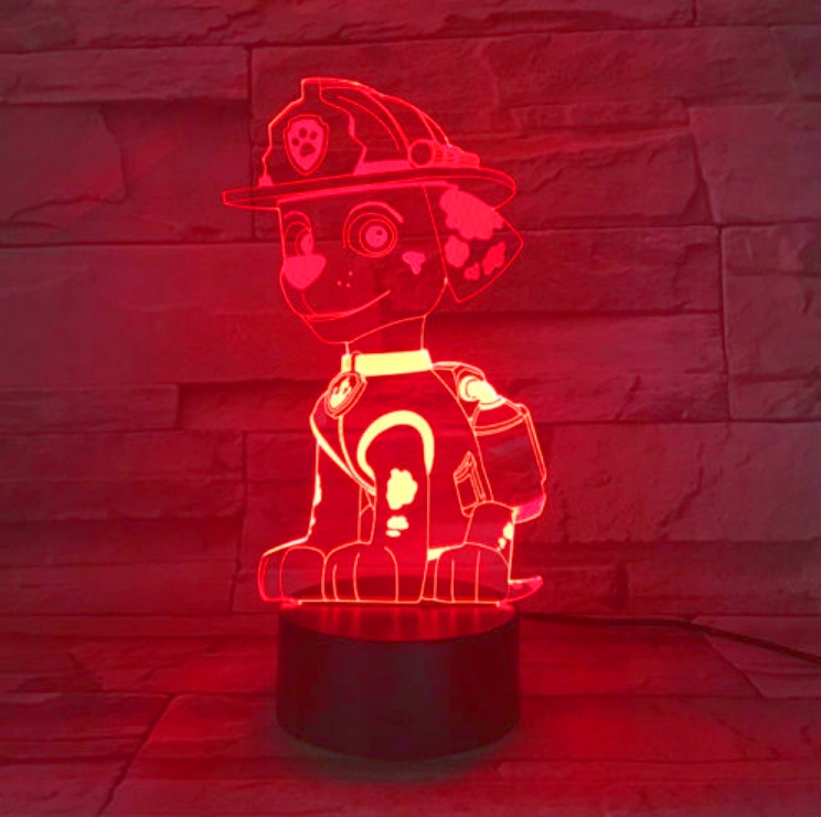 Lampka 3D LED PSI PATROL MARSHALL mix kolor+ PILOT Zasilanie sieciowe