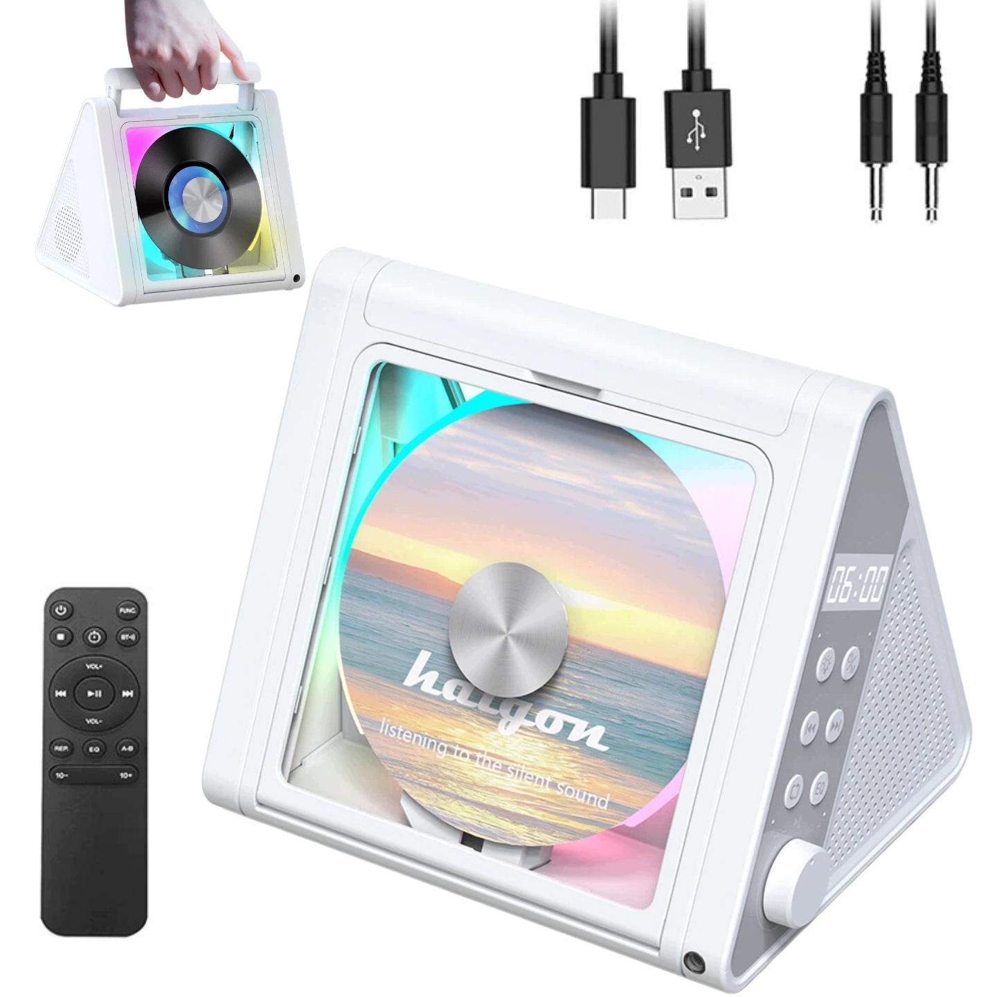 Bluetooth Prehrávač S Predným Rádiom Fm Discman Reproduktory MP3 Rgb
