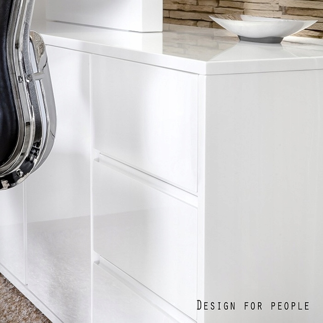 Biurko narożne oparte na komodzie Tivano płyta MDF Marka Unique